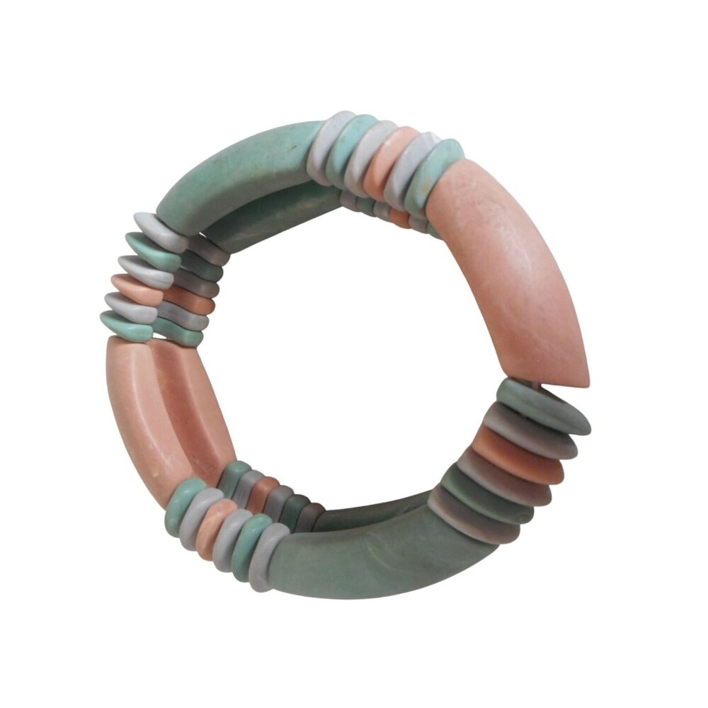 Vintage 1980s Stretch Bracelet Costume Estate Jewelry Southwest colors - Picture 2 of 4